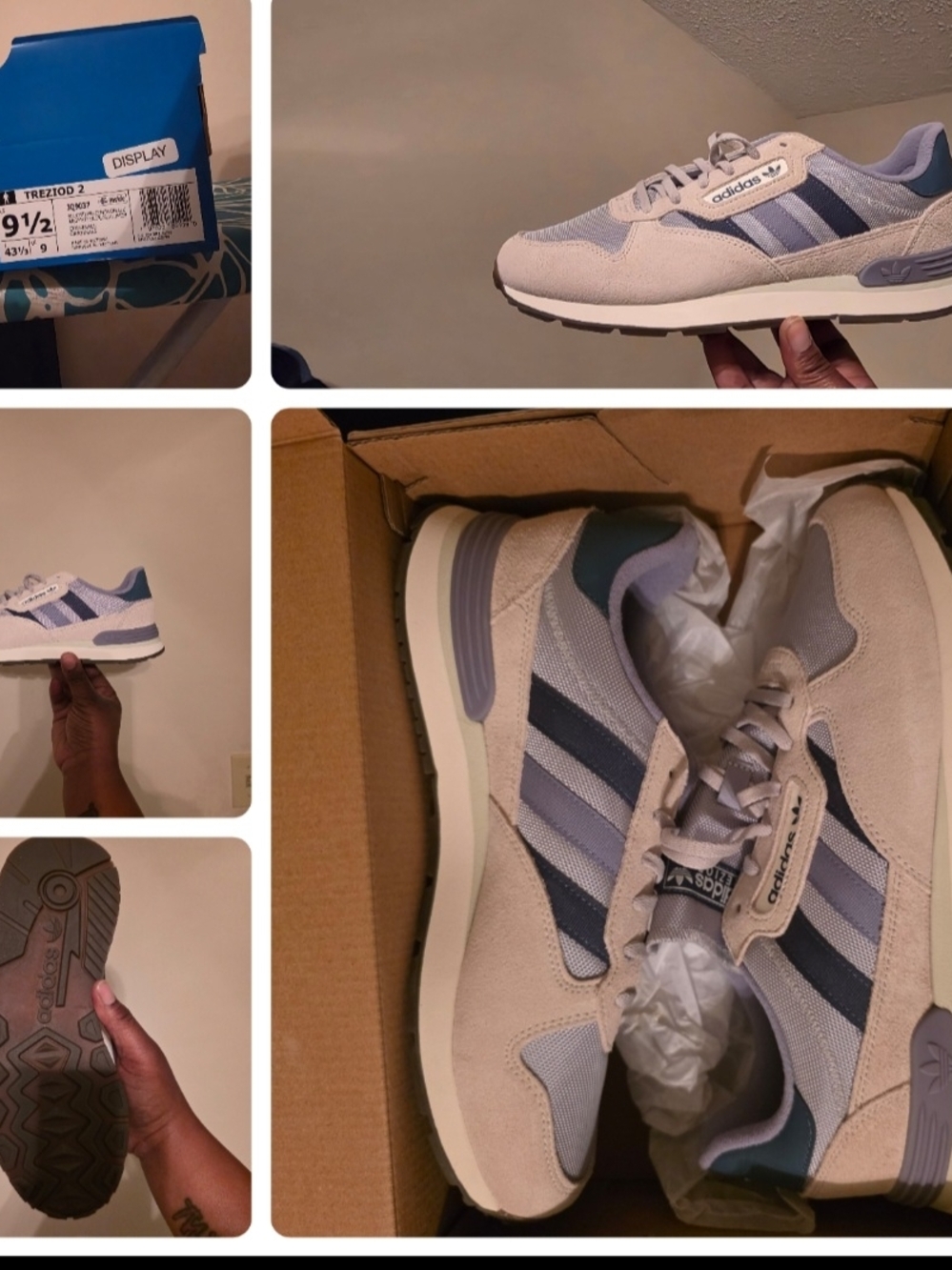 adidas Trezio 2 Cream Gray Blue Athletic Shoes
